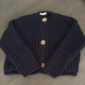 Zara Navy Chunky Knit Sweater